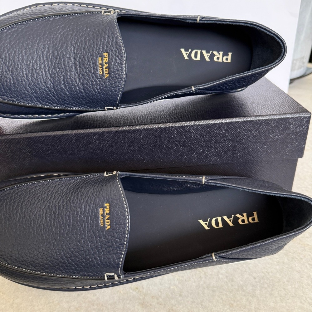 Prada Mens 2DF088 Baltico Blue Cervo Deerskin Leather Loafers UK 9 - Picture 10 of 16